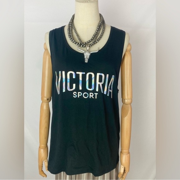 NWT large Victoria sport black tank top summer sporty Athleisure - Picture 2 of 5